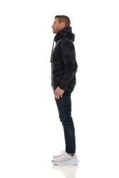 Cotton Fleece Hooded Black Camo Printed Kangaroo Pocket Hoodie Size XL