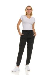 3 Wholesale Womens Fleece Lined Jogger With Pocket In Charcoal Gray Size Large