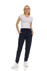 12 Wholesale Womens Fleece Lined Jogger With Pocket In Navy Size 2xlarge