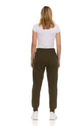Womens Fleece Lined Jogger With Pocket In Olive Green Size Small