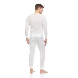 24 Sets Yacht & Smith Mens Cotton Thermal Underwear Set White Size L - Mens Thermals