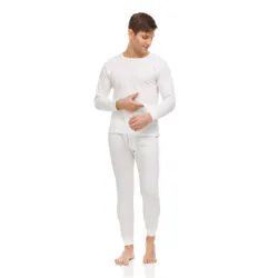 24 Sets Yacht & Smith Mens Cotton Thermal Underwear Set White Size L - Mens Thermals