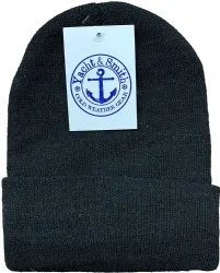 24 Wholesale Yacht & Smith Kids Winter Beanies In Dark Assorted Colors