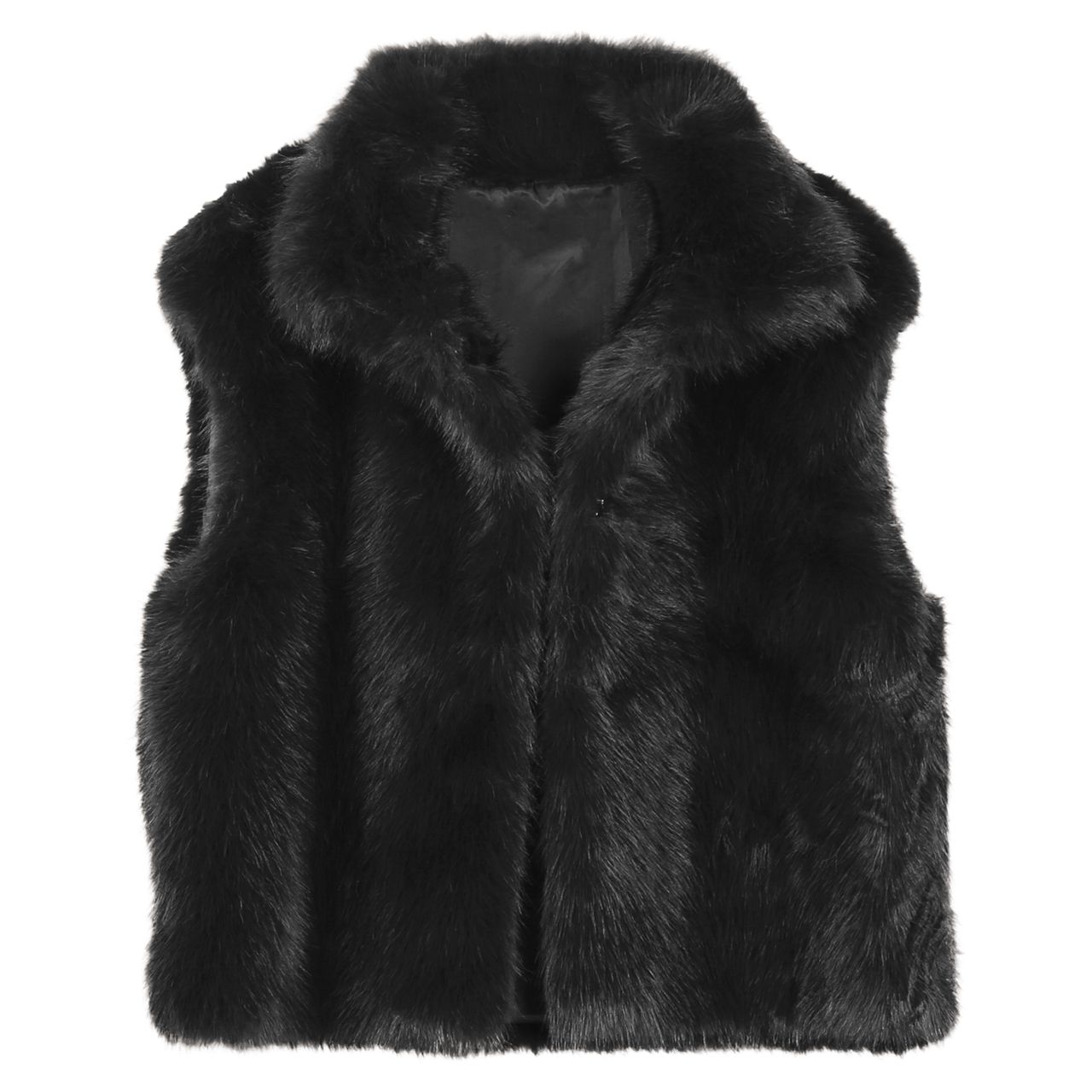 24 pieces Plush Faux Fur Vest With Collar - Black - Women's Winter Jackets