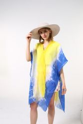 24 Wholesale Kimono Wrap Is Acrylic Color Blue/yellow
