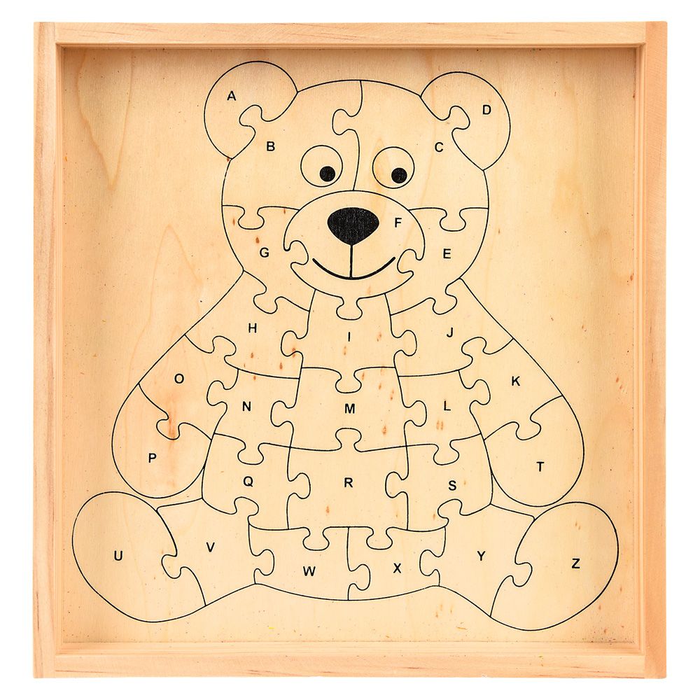 18 pieces of 9" X 8.25" Wooden Bear Letter Puzzle
