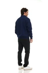 Mens Cotton Fleece Line Quarter Zip Sweat Shirt Navy Size 2XL