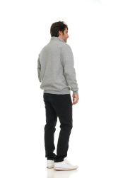 96 Pieces Mens Cotton Fleece Line Quarter Zip Sweat Shirt Gray Size 3XL - Mens Sweat Shirt