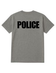 24 Pieces Unisex Cotton Police Printed T Shirt Gray With Black Print Back And Front Size 2X-Large - Event Personnel Tees
