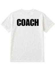 60 Wholesale Unisex Cotton Coach Printed T Shirt White With Black Print Back And Front Size Large
