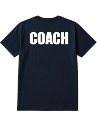 24 Wholesale Unisex Cotton Coach Printed T Shirt Navy With White Print Back And Front Size 2X-Large