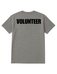 60 Wholesale Unisex Cotton Volunteer Printed T Shirt Gray With Black Print Back And Front Size Small