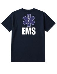 60 Wholesale Unisex Cotton Ems Printed T Shirt Navy With White Print Back And Front Size Large
