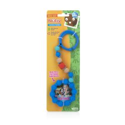 64 Wholesale Nuby Silicone Teether Ring With Beaded String And Clip 3+ months