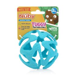 24 Wholesale Nuby 100% Silicone Tuggy Teether Ball , Assorted Colors, 3+ Months