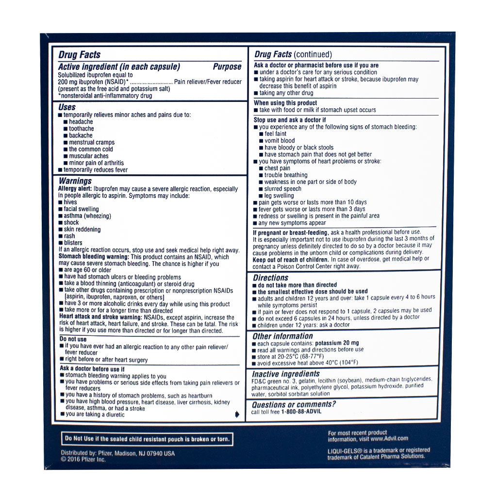 24 Pieces Travel Size Ibuprofen Liquigels Pack Of 4 - Pain & Allergy Relief for Donation