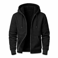 60 Pieces Unisex Cotton Fleece Sherpa Lined Zipper Hoodie Black Assorted Sizes S-xl - Men's Sweatshirts For Donation