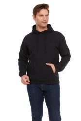 72 Wholesale Men's Cotton Fleece Hooded Sweat Shirt Black Assorted Sizes S - 2xl