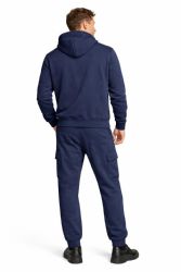 36 Pieces Cotton Fleece Cargo Jogger And Zipper Hoodie Set In Navy Assorted Sizes M- 2xl - Mens Sweatpants