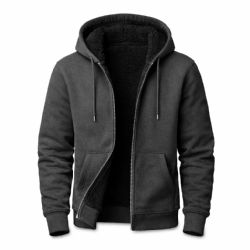 12 Wholesale Unisex Cotton Fleece Sherpa Lined Zipper Hoodie Charcoal Gray Assorted Sizes S-xl