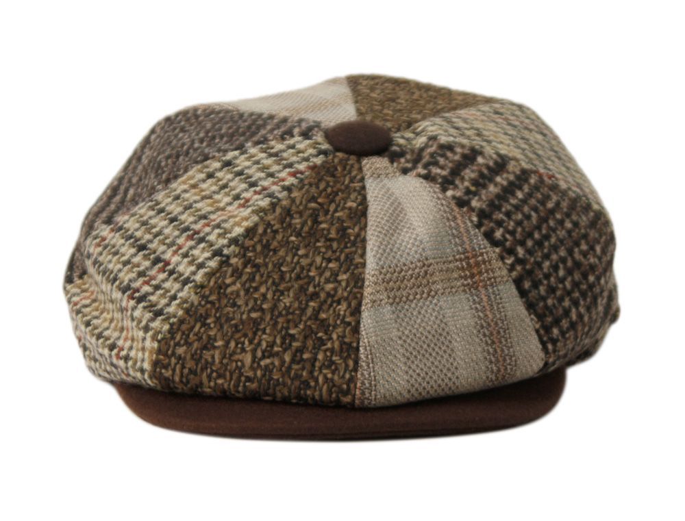 6 Wholesale Multi Patch Work Wool Blend Newsboy Cap Assorted