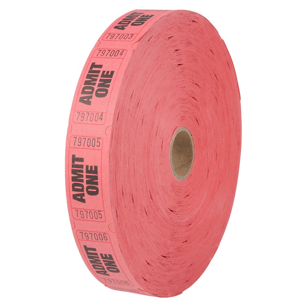 40 pieces Admit One Single Ticket Rolls Red - Party Paper Goods