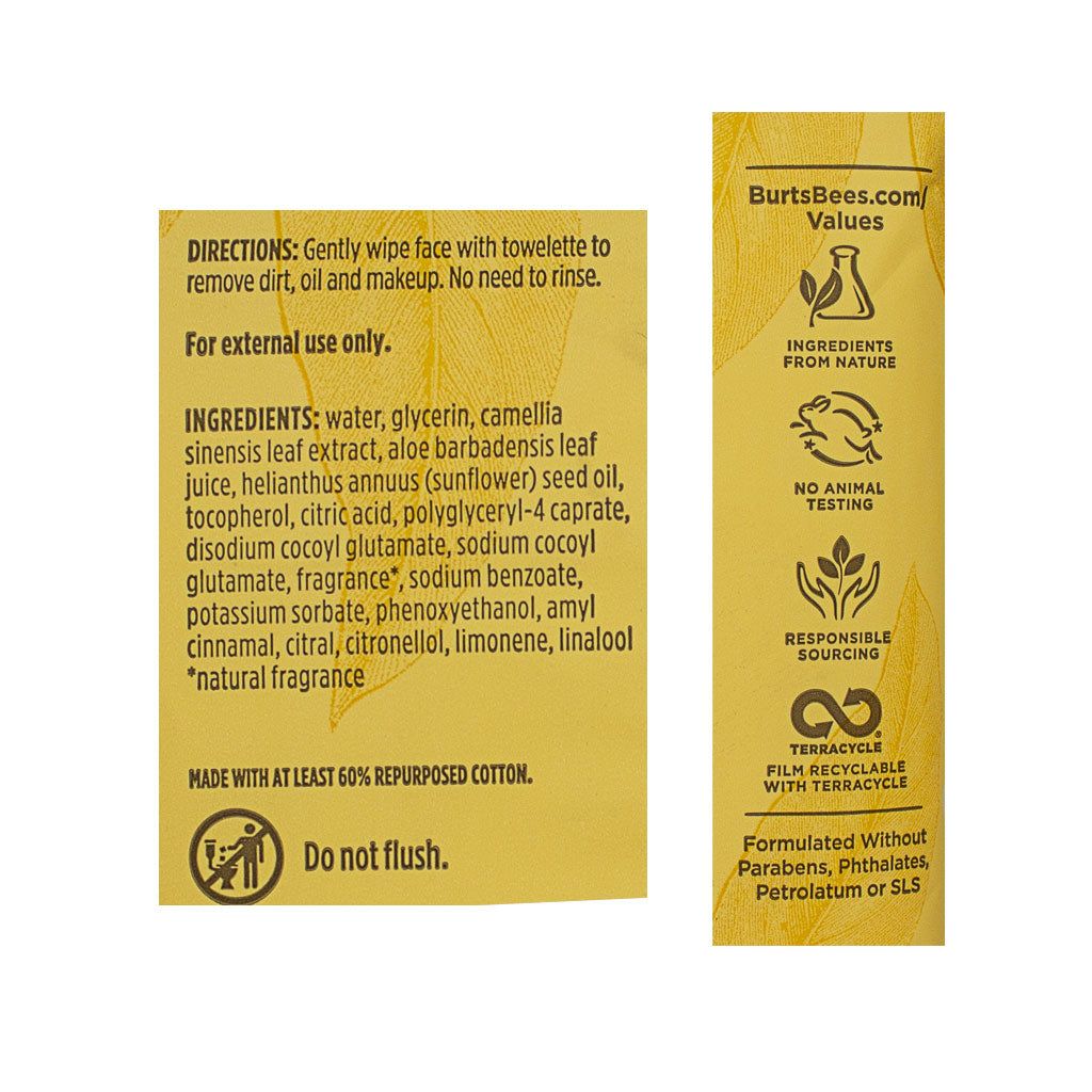 12 Pieces of Burt's Bees Facial Cleansing Towelettes 30-Pack