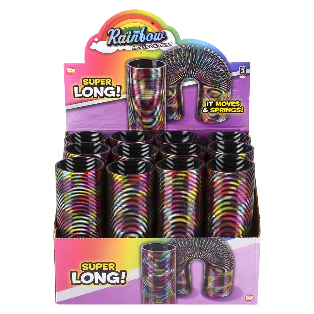 144 pieces 6" Super Long Metallic Rainbow Coil Spring - Magic & Joke Toys
