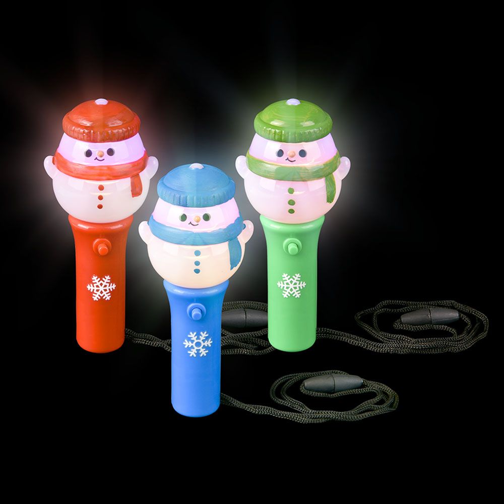 144 of Light Up Snowman Mini Spinning Wand Necklace 4.5-inch