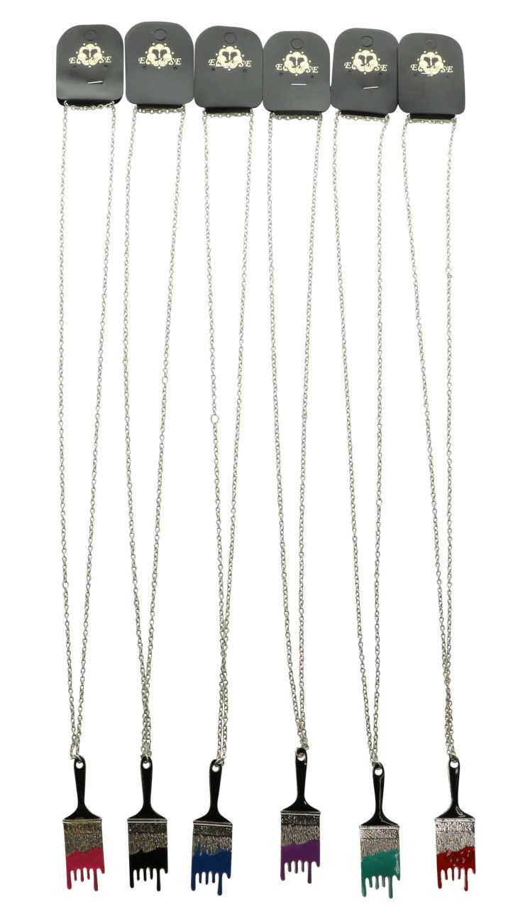 60 Wholesale Silver Tone Paint Brush Charm Necklace