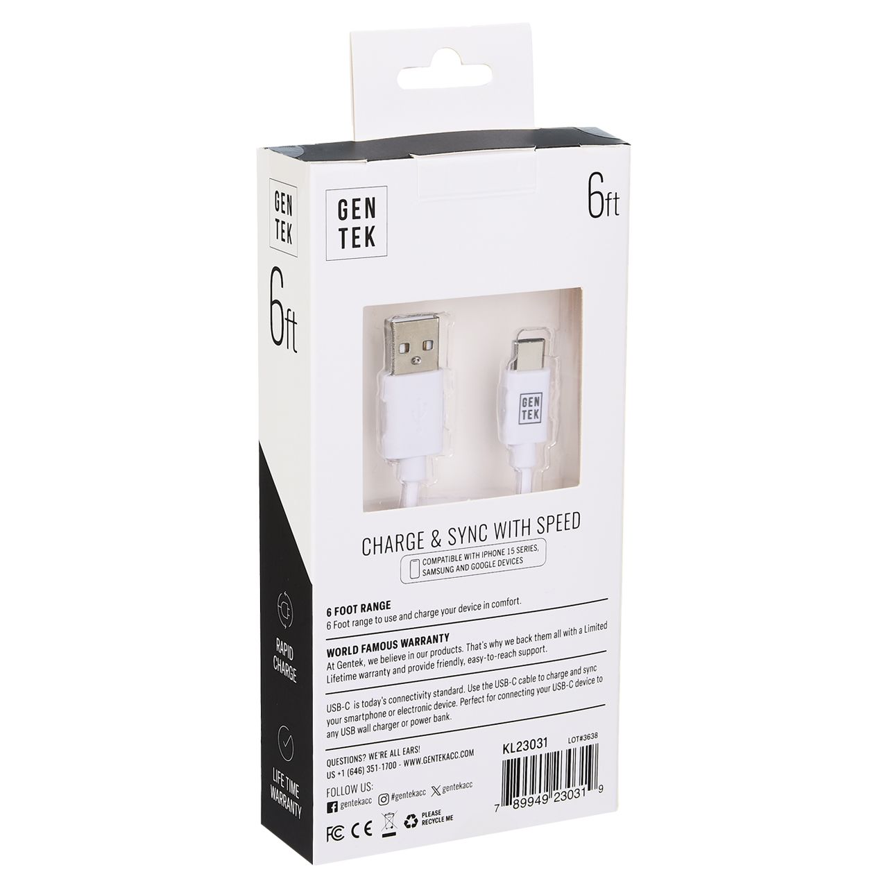 48 pieces Gen Tek Usb Type C To Usb Charging Cable - Wires and Cables