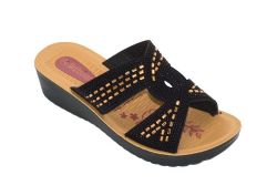 18 Wholesale Fashion Platform Rhinestone Sandals For Women Sole Open Toe In Color Black Size 5-10