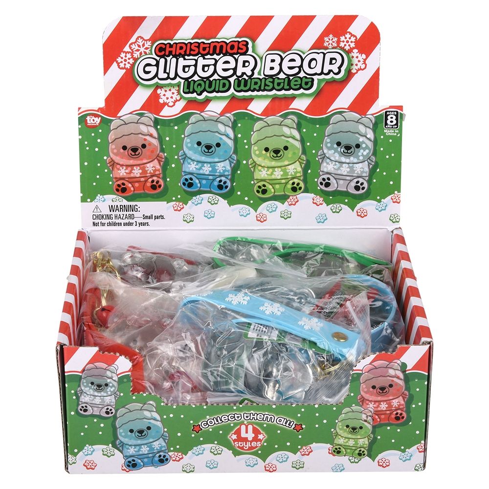 144 Wholesale 2.33-inch Christmas Liquid Bear Wristlet Clip on