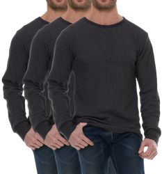 24 Wholesale Men's Thermal Long Sleeve Shirt In Gray Size X-Large