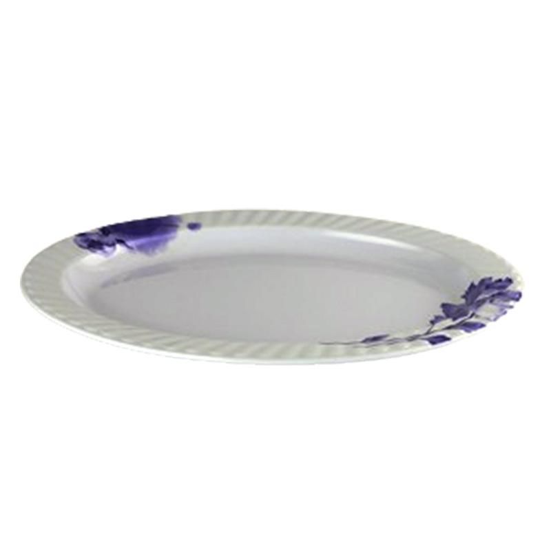 24 Pieces 14" Marble Doted Melamine Oval Plate - Plastic Dinnerware