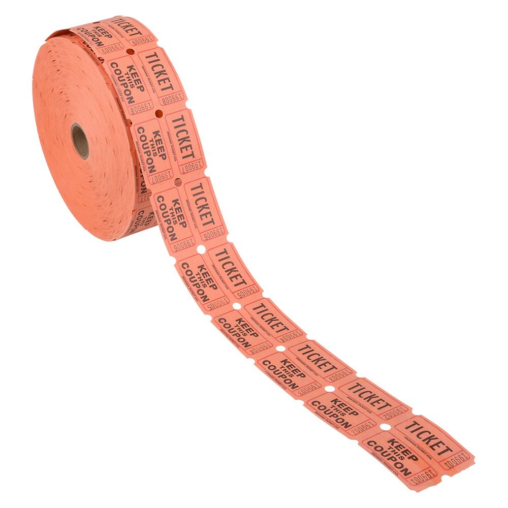 40000 pieces Double Roll Ticket Orange -2000/roll - Party Paper Goods