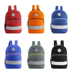 24 Wholesale 17 Inch Reflective Wholesale Backpack In 6 Colors