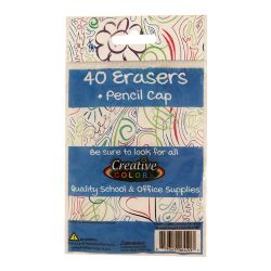 48 Wholesale 40 Pack Of Colored Pencil Cap Erasers