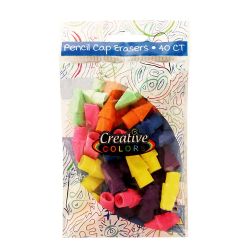 48 Wholesale 40 Pack Of Colored Pencil Cap Erasers
