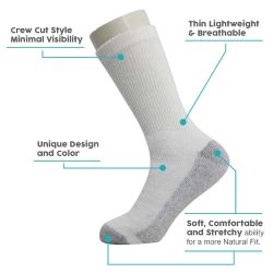 120 Wholesale Unisex Crew Wholesale Sock, Size 10-13 In White With Grey