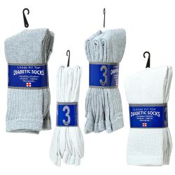 120 Pairs Crew Loose Fit Diabetic Wholesale Socks Size 10-13 In 2 Assorted Colors - Men's Diabetic Socks