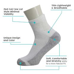 120 Bulk Men's Ankle Wholesale Socks, Size 10-13 In White With Grey