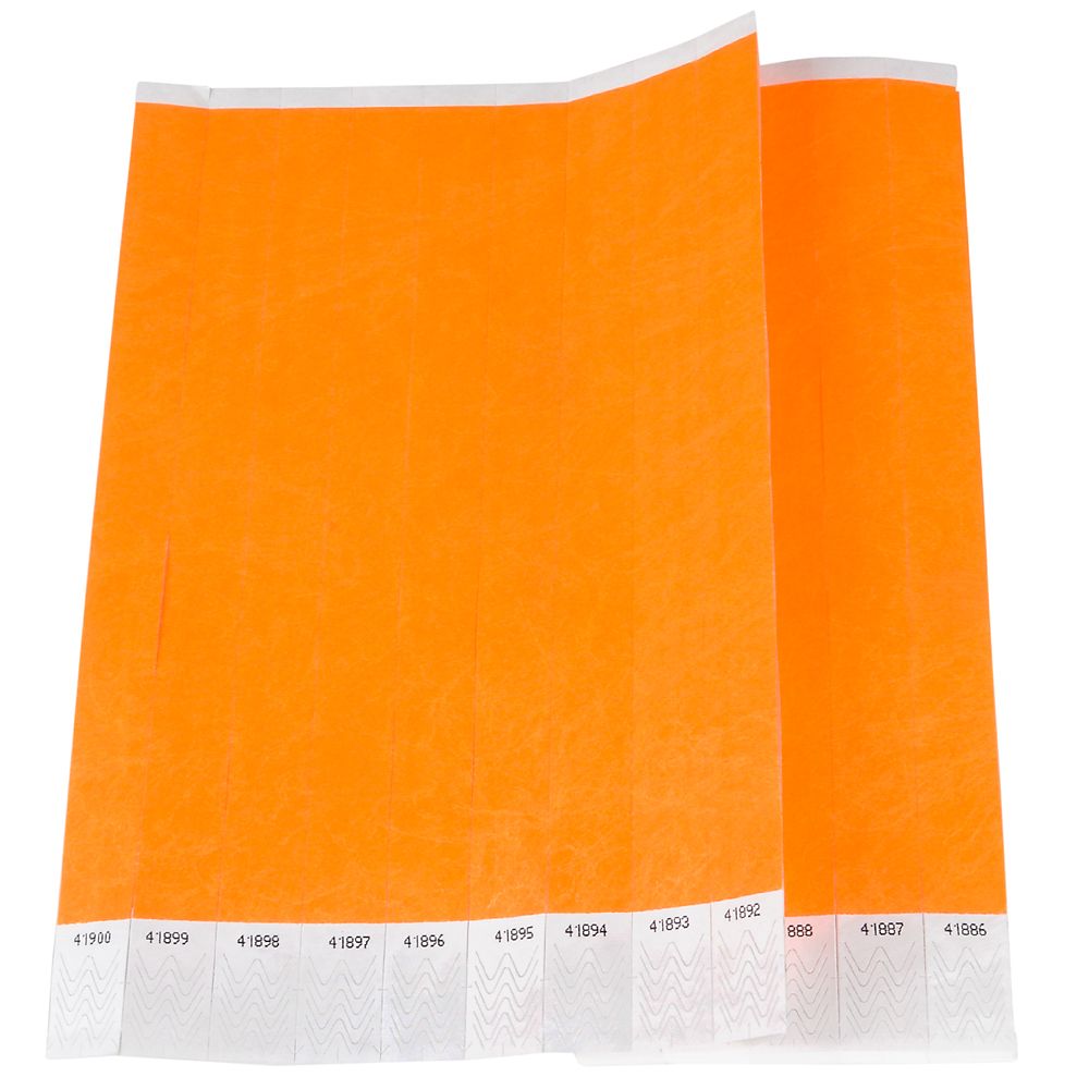 1000 pieces Orange Wrist Tickets - Party Paper Goods