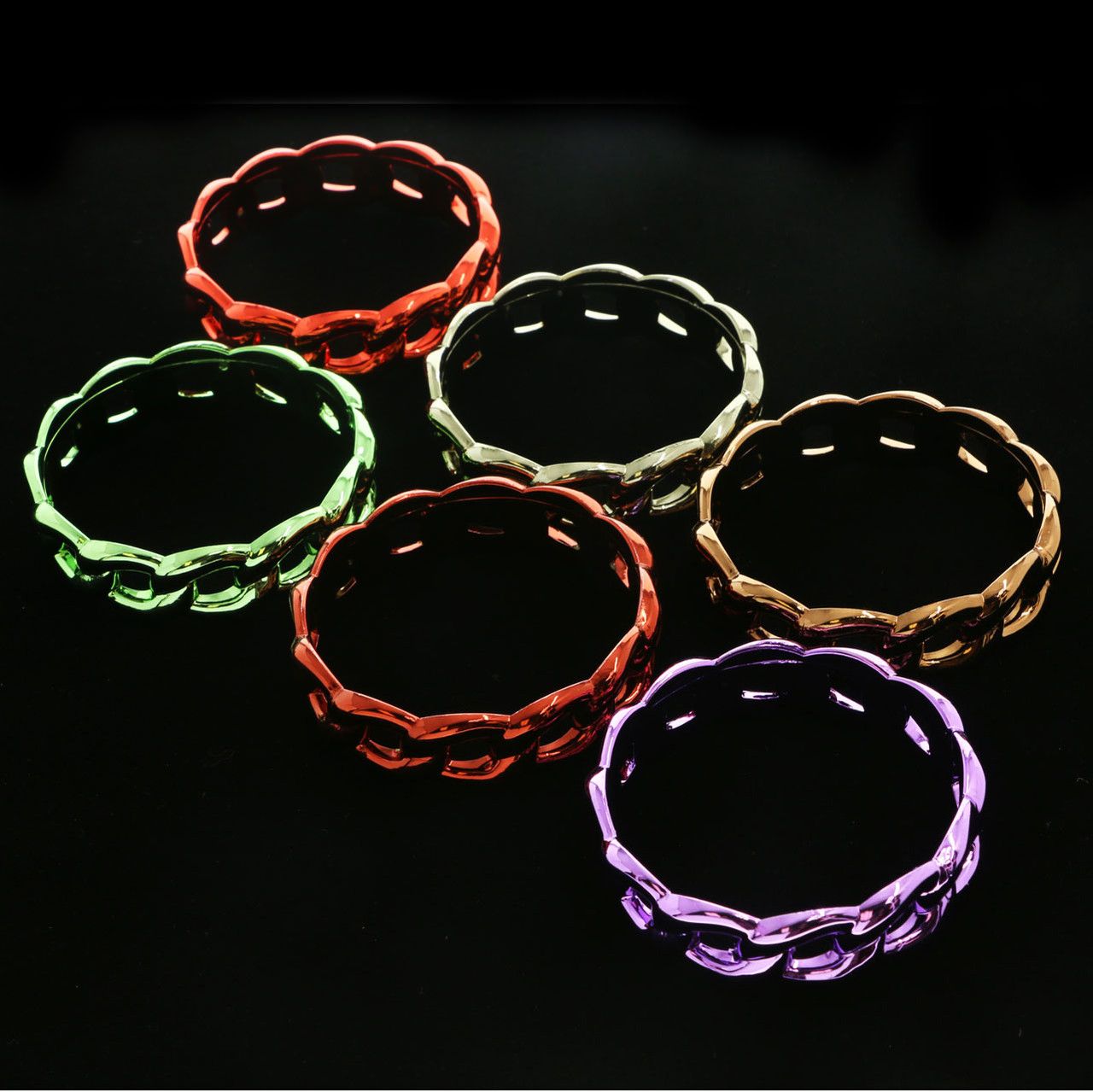 60 Wholesale Metallic Chain Look Acrylic Bangle
