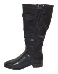 12 Bulk Women's Comfortable High Boots Color Black Size 5-10