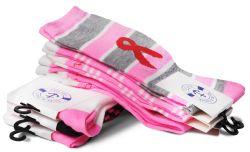 48 Wholesale Yacht & Smith Printed Breast Cancer Awareness Socks, Pink Ribbon Women Crew Socks