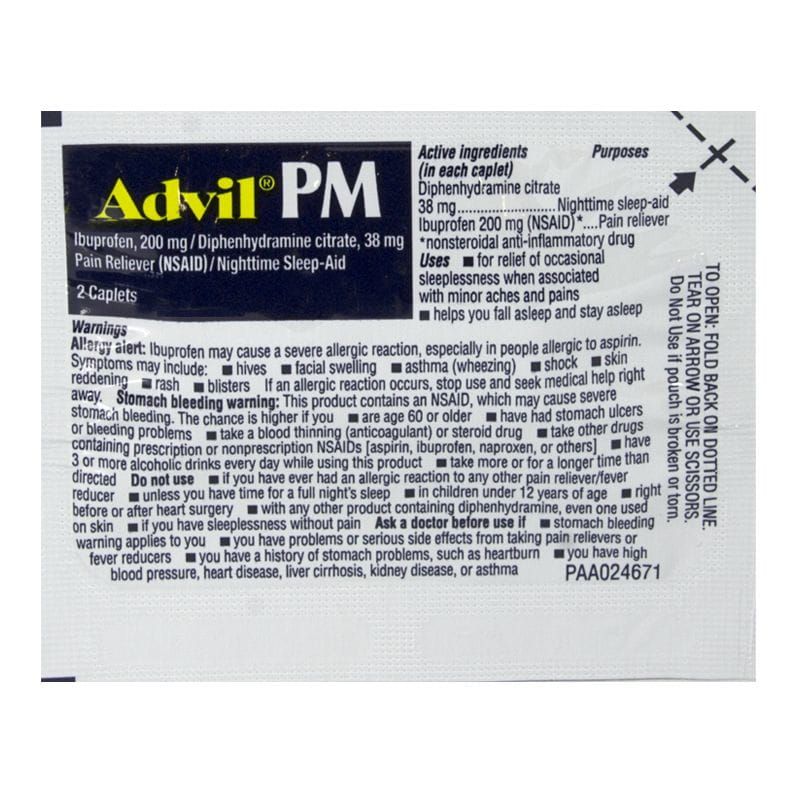 50 Pieces Travel Size Ibuprofen Pm Pack Of 2 - Pain & Allergy Relief for Donation