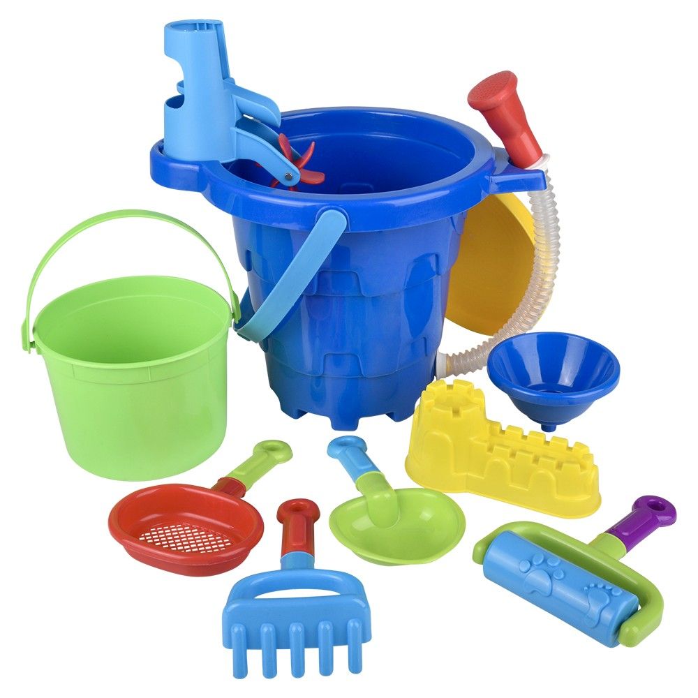 4 pieces of Large Bucket With 9pc Sand Toys