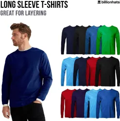 12 Pieces Mens Cotton Long Sleeve Tee Shirt Assorted Colors Size 3x Large - Mens T-Shirts