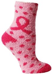 Yacht & Smith Women's Assorted Colored Warm & Cozy Fuzzy Breast Cancer Awareness Socks
